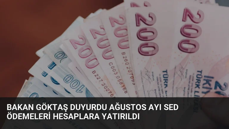 Bakan Göktaş Duyurdu Ağustos Ayı SED Ödemeleri Hesaplara Yatırıldı